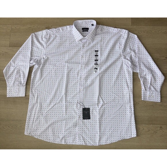 Shaquille O'Neal 2XLG Big Fit Cooling Dress Shirt 18.5 34/35 2XL White Stretch - Picture 1 of 8